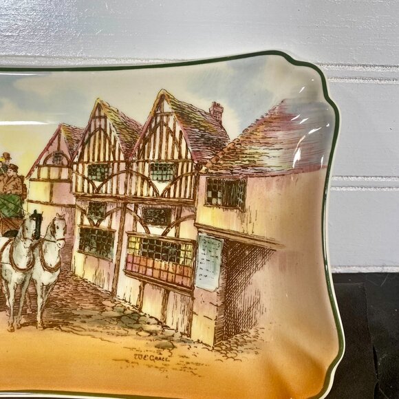 Royal Doulton Old England Decorative Plate, Made in the 40's, D 6393, - Picture 9 of 11